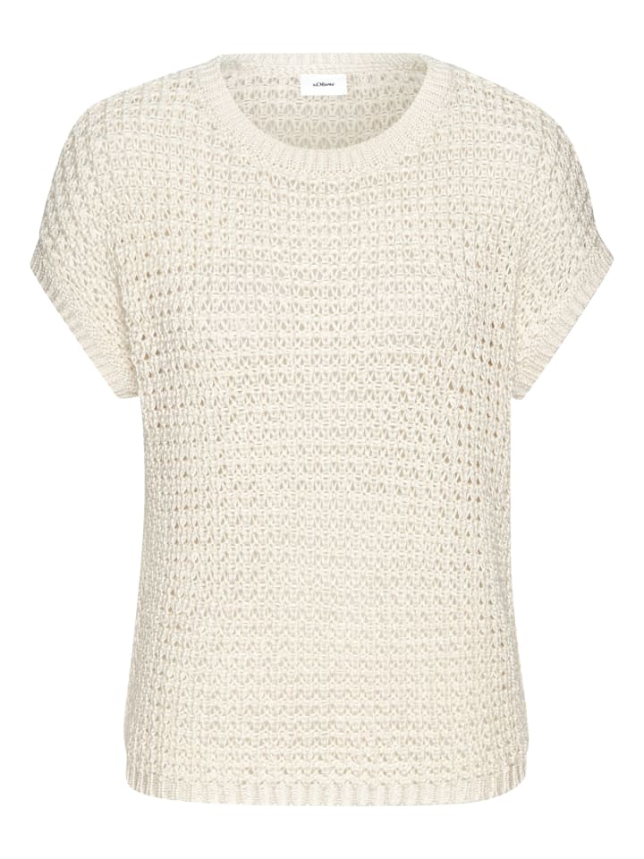Kurzarmpullover in creme