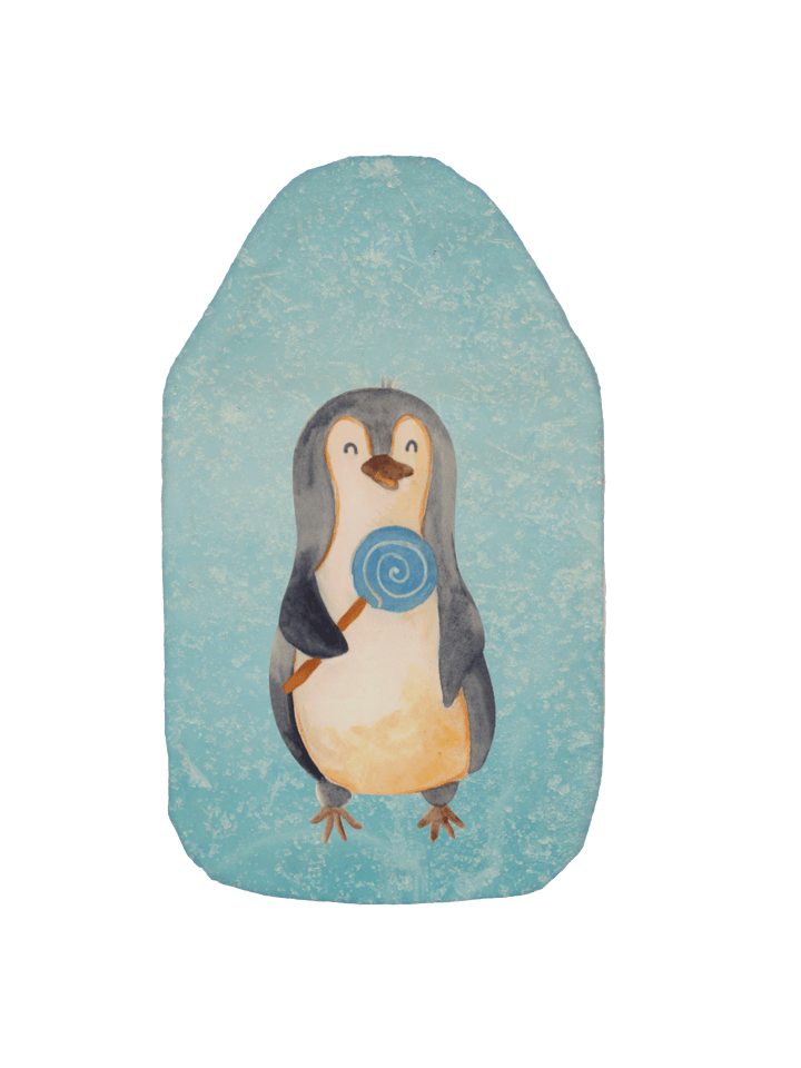 Wärmflasche Pinguin Lolli ohne Spruch in Eisblau