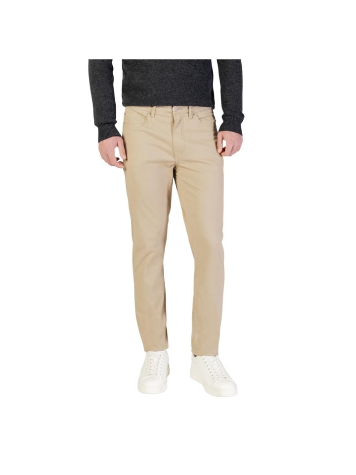 Beige Baumwolle Skinny-Hose