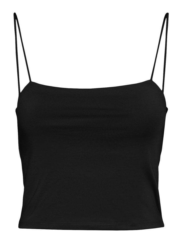 Einfarbiges Crop Top mit Spaghettiträgern NMTERESA in Schwarz