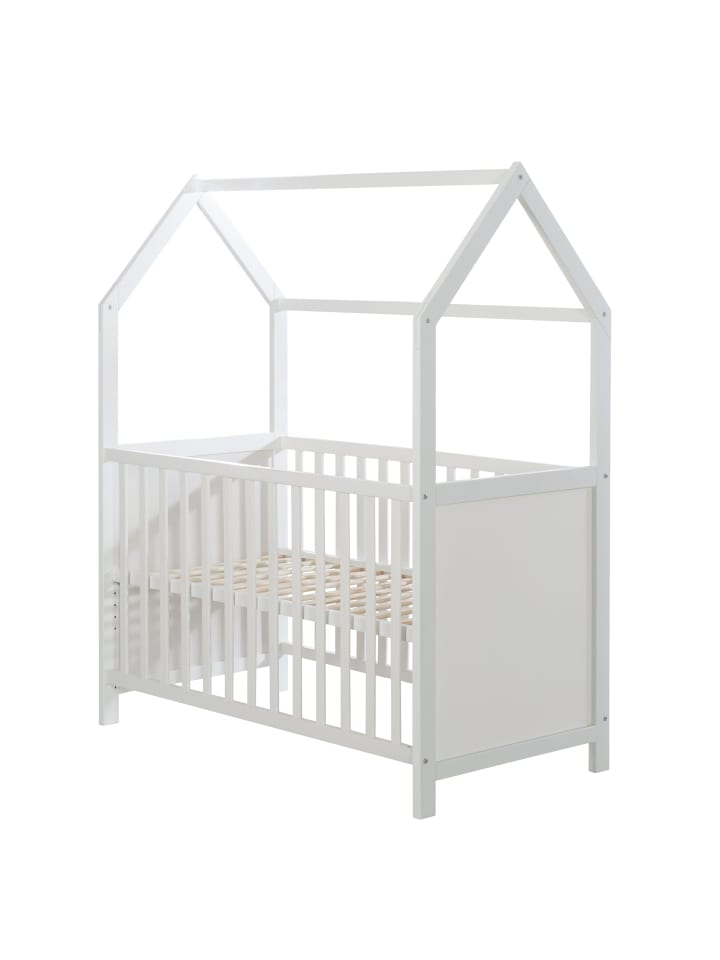 Hausbett FSC® zertifiziert 60 x 120 cm 6-fach höhenverstellbar - weiß
