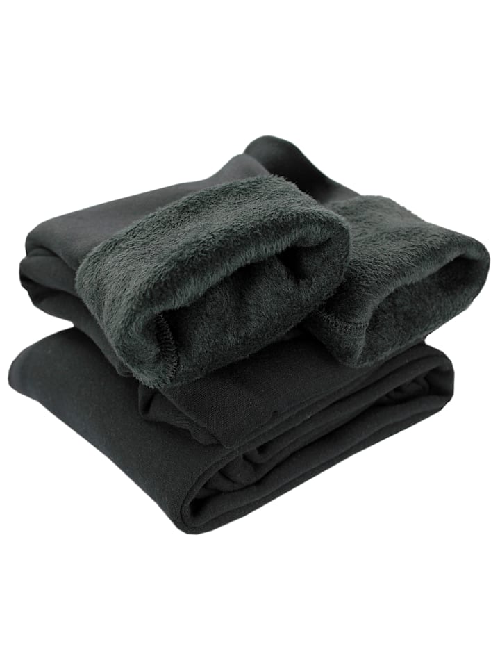 Mädchen Winter Leggings 2er PACK Gefüttert in schwarz