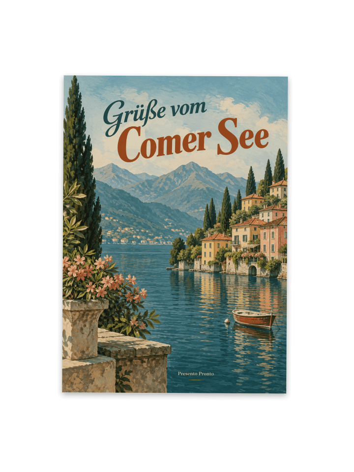Postkarte See nostalgisch Design mit Spruch in Weiß