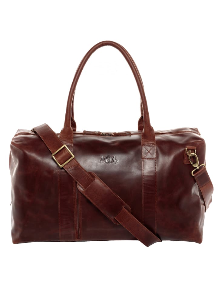 Leder-Reisetasche YALE ZIP Weekender groß Handgepäck echt Leder in braun
