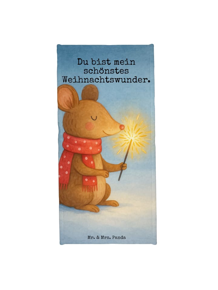 Handtuch Maus Weihnachten Design mit Spruch in Eisblau