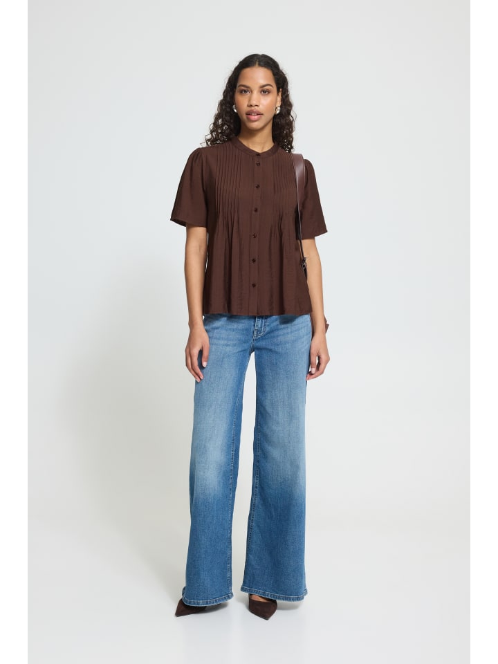 Kurzarm-Bluse IHWILMA Regular fit in Chicory Coffee