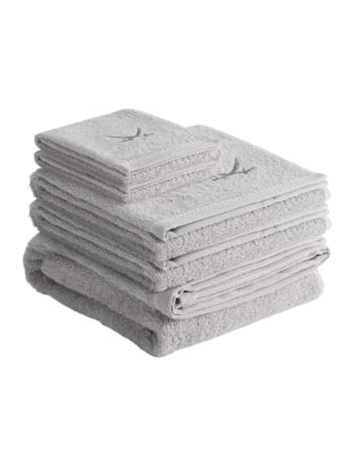 5-teiliges Set: Handtuch Frottier-Serie "Classic" in Silber