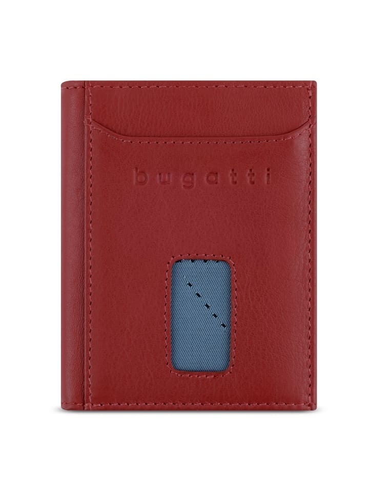 Secure Slim Geldbörse RFID Schutz Leder 8 cm rot