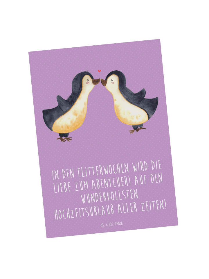 Postkarte Flitterwochen Abenteuer mit Spruch in Lavendeltraum