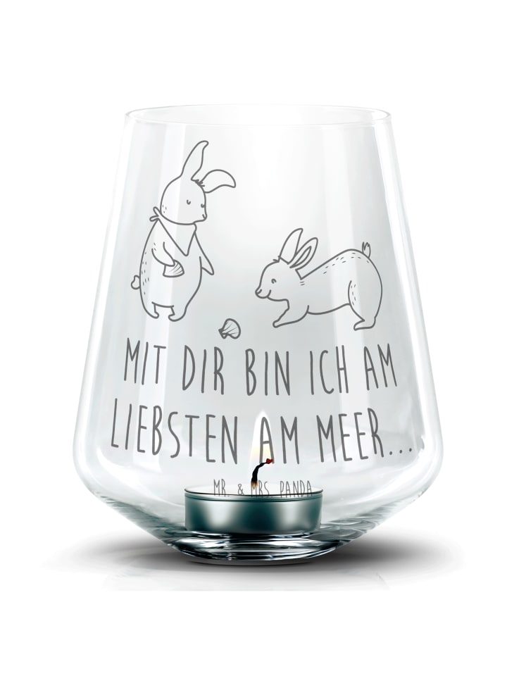 Kerzenständer Hasen Muschel mit Spruch in Transparent