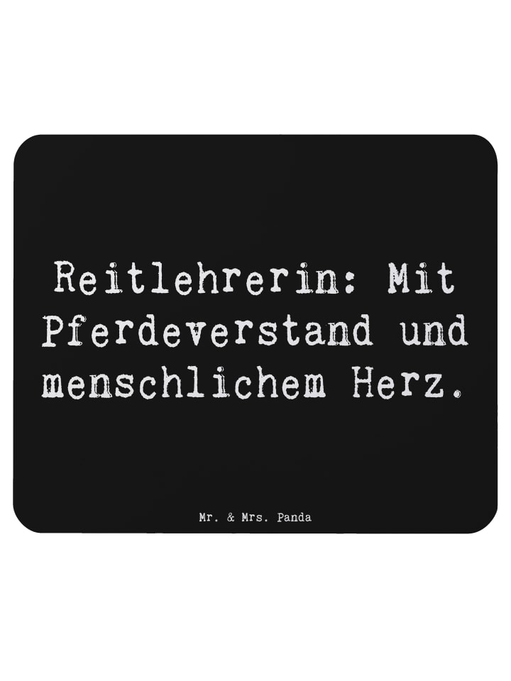 Mouse-Pad Spruch Reitlehrerin Herz mit Spruch in Schwarz