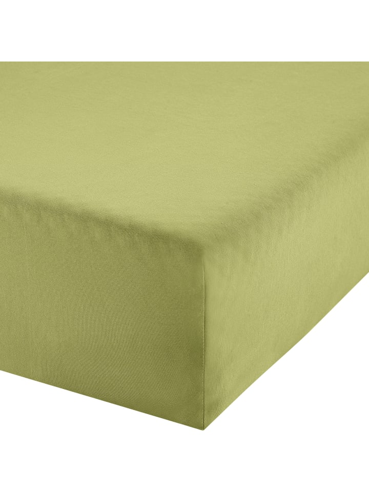 Single-Jersey Bio Boxspring-Spannbettlaken Bayreuth in lindgrün