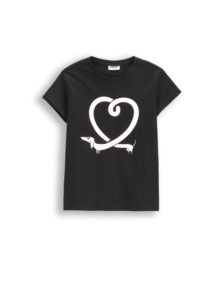 Baumwoll-T-Shirt mit kurzen Ärmeln in schwarz