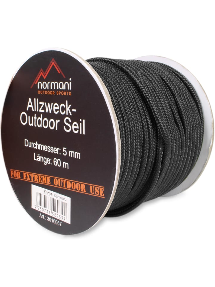 Allzweck-Outdoor-Seil 5 mm x 60 m Chetwynd in Schwarz