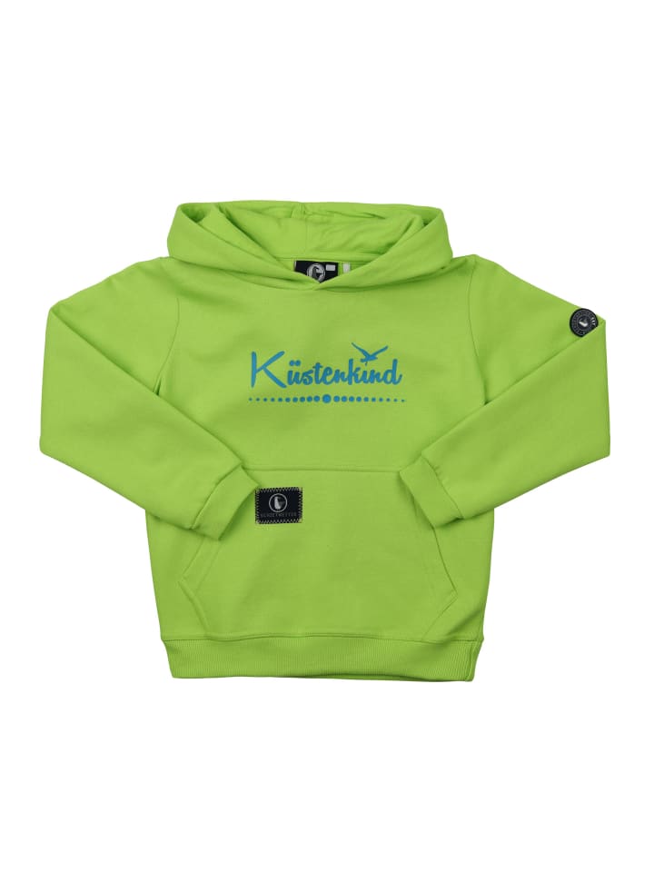 Kinder Kapuzenpullover "Küstenkind in lime/azuro