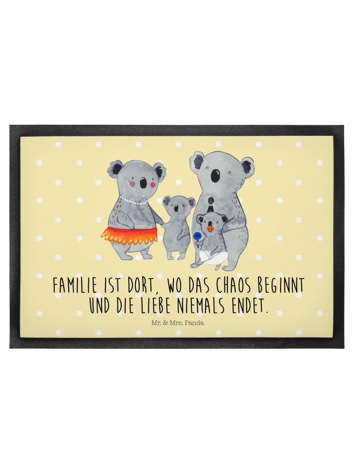 Fußmatte Koala Familie mit Spruch in Gelb Pastell