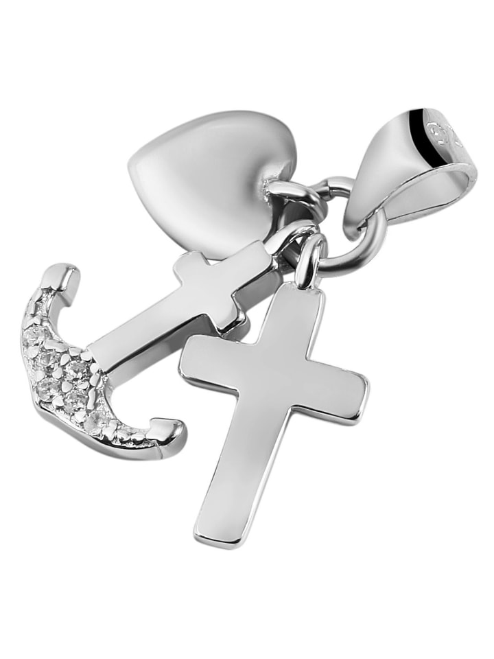 Damen Anhänger – Kreuz Kreuzanhänger aus 925 Silber mit Zirkonia in silber