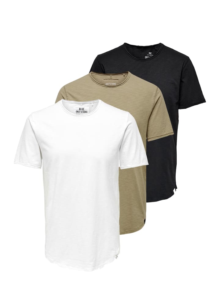T-Shirt ONSBENNE in Beige / schwarz / weiß