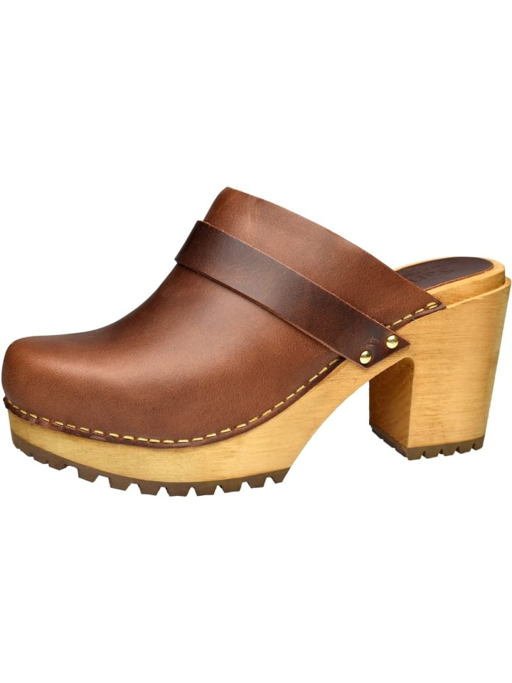 Clog "Wood-Peleni Chunk Open" in Braun