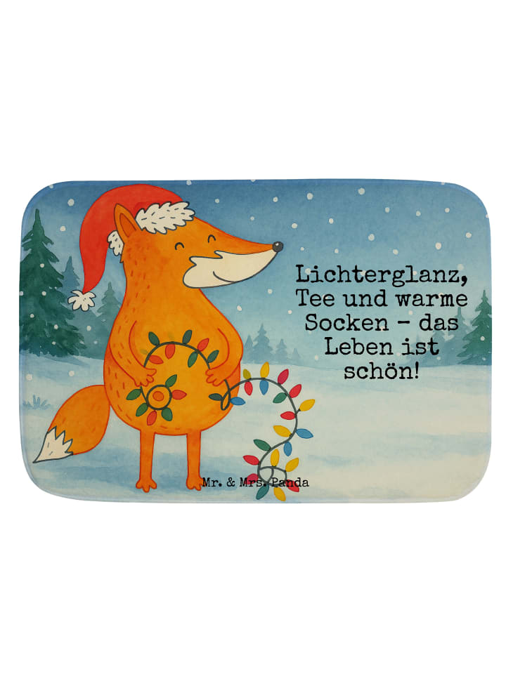 Badevorleger Fuchs Weihnachten Design mit Spruch in Weiß