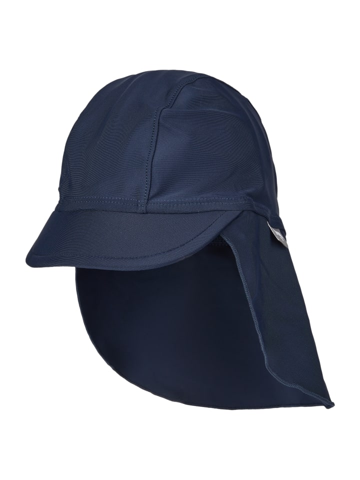 Bademütze mit Nackenschutz uni in marineblau