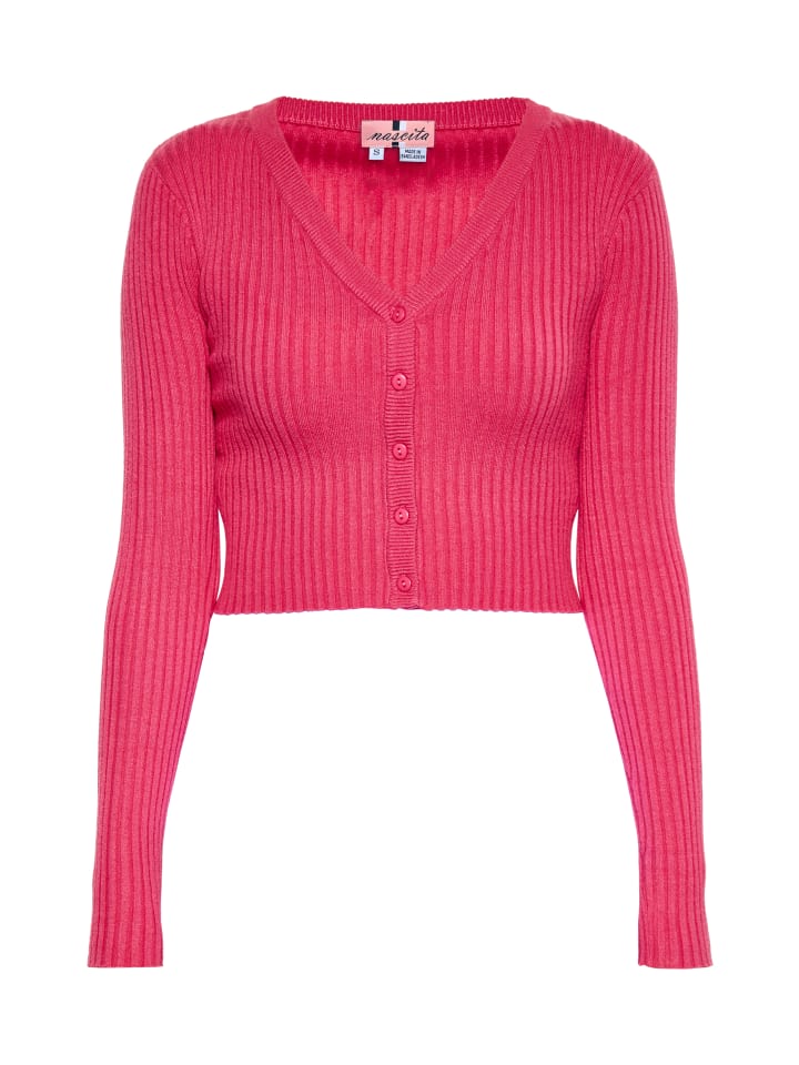 Damen Cropped Cardigan in PINK