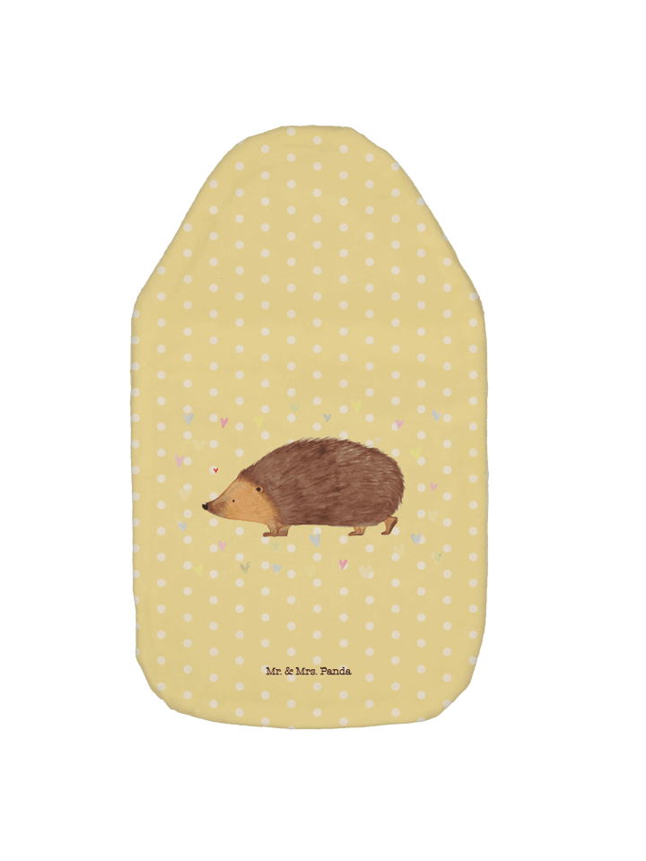 Wärmflasche Igel Herzen ohne Spruch in Gelb Pastell