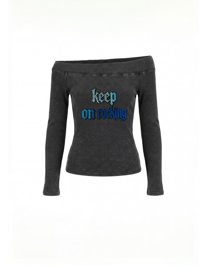 Women Longsleeve in Grey Stone Wash