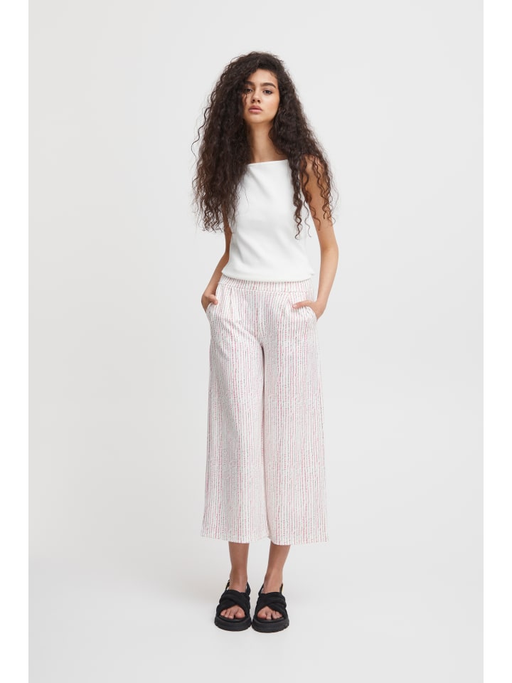 Casual Hose IHKATE Straight fit in Cloud Dancer Multi stripe AOP