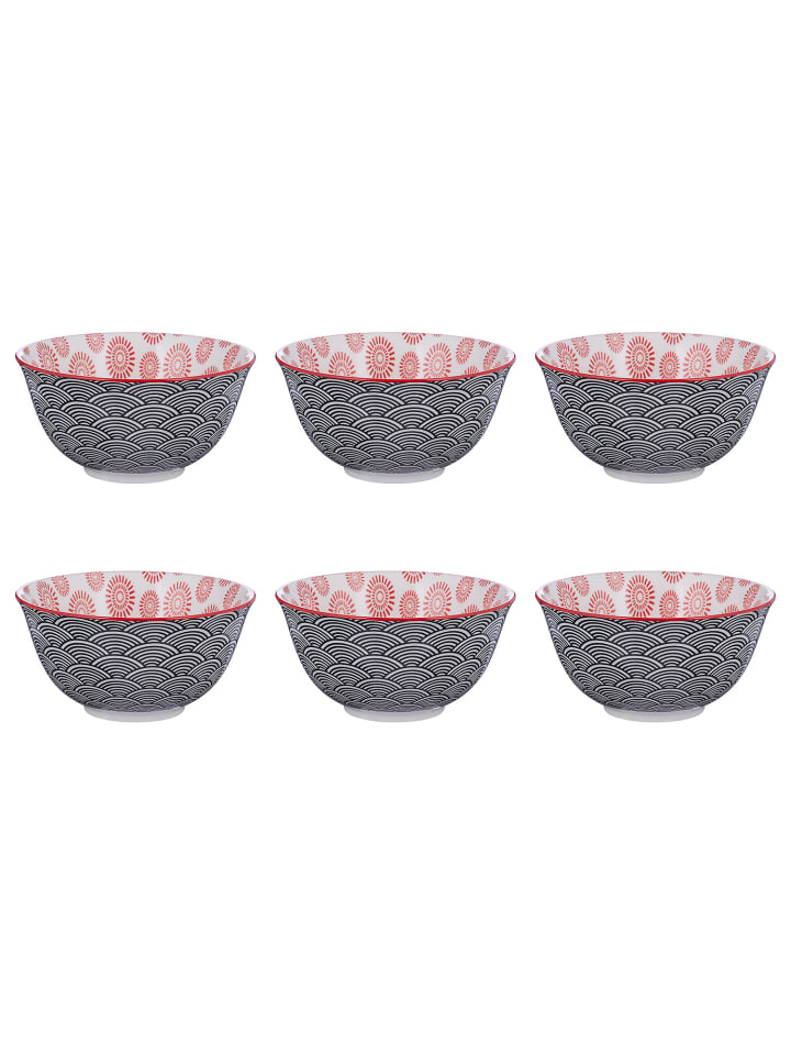Butlers Schale ORNAMENTS 6er-Set in Schwarz / Rot
