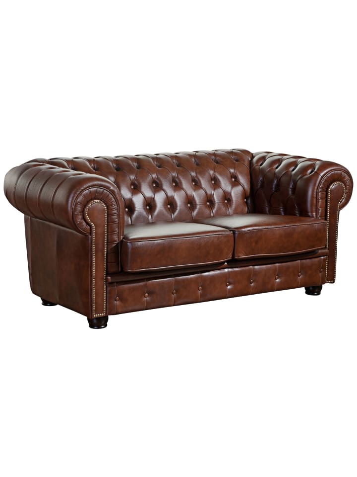 SOFA 2-Sitzer Kath Bezug Wischleder Buche nussbaum dunkel / braun