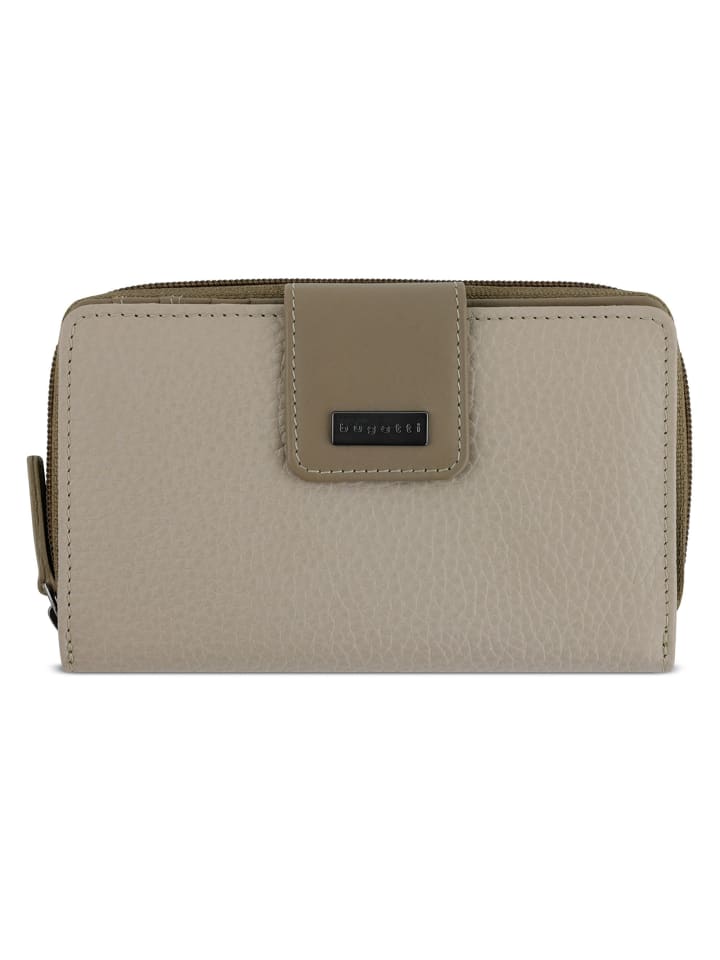 Sina Geldbörse RFID Schutz Leder 16 cm beige