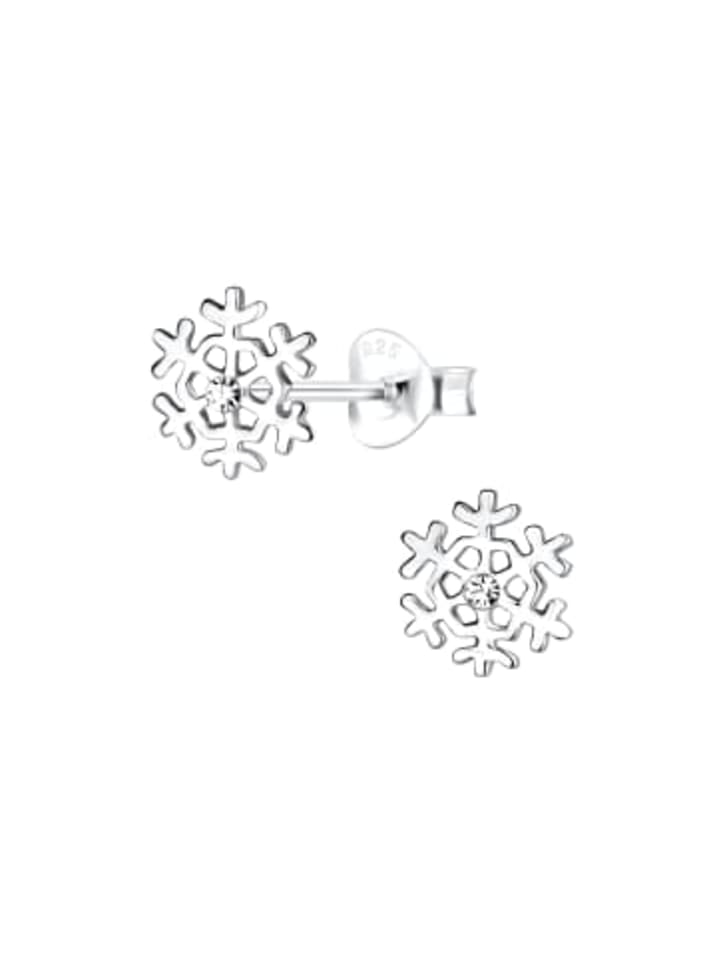 Ohrringe, Ohrstecker SCHNEEFLOCKE in 925 Sterling Silber, 2-tlg.