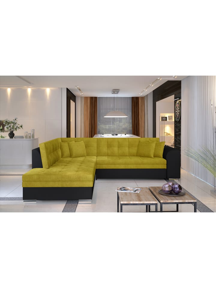 Piri Recamiere Links in Senfgelb - (L) 260 x (B) 260 x (H) 78 cm