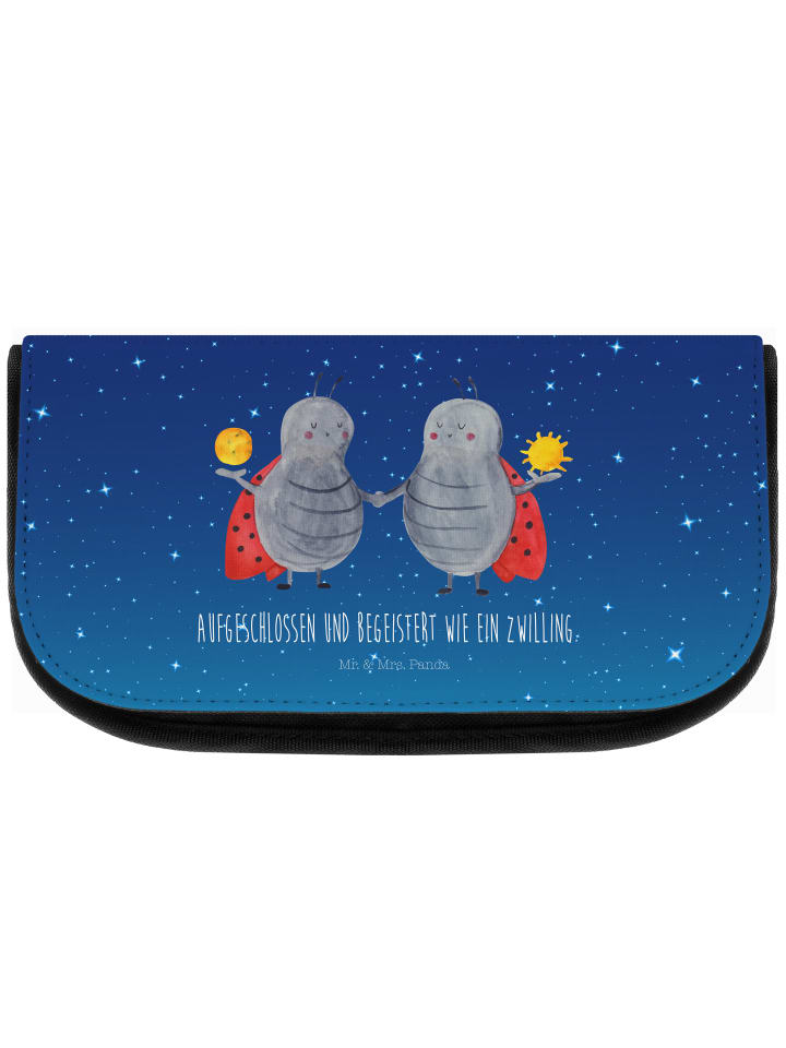 Make-up-Organizer Sternzeichen Zwilling mit Spruch in Sternenhimmel Blau