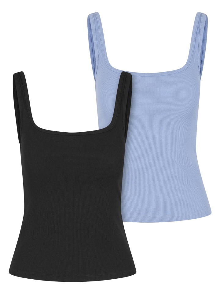 Tanks & Cami in black+powderblue