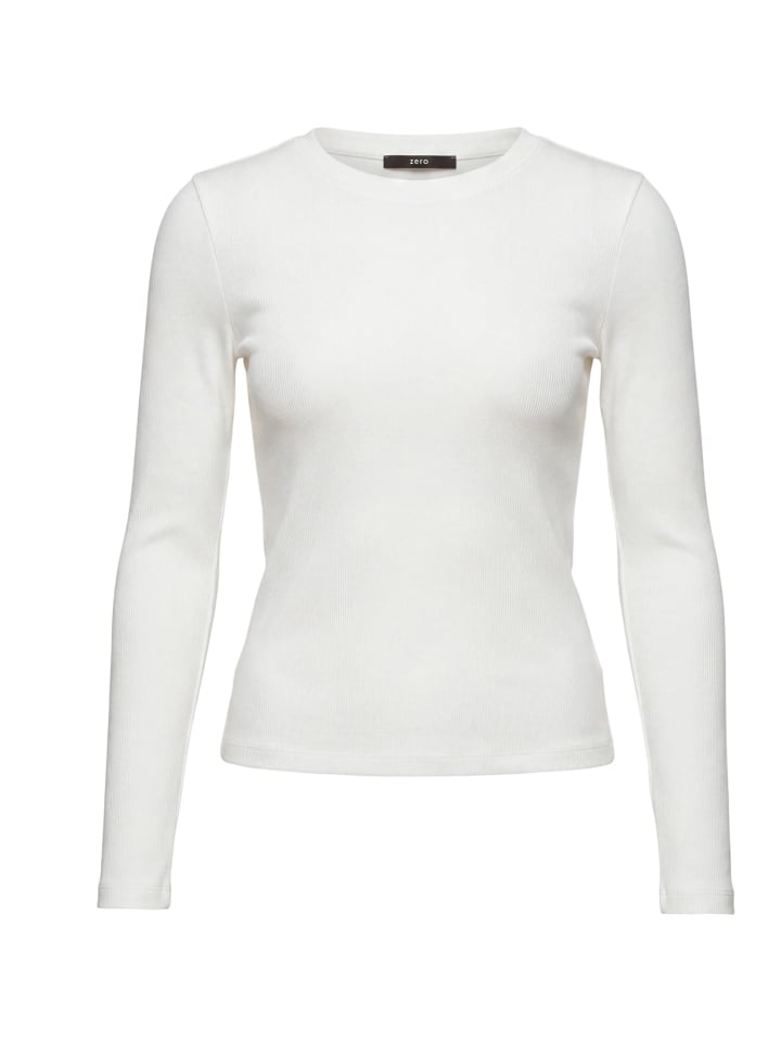 Rundhals-Shirt figurbetont in Offwhite