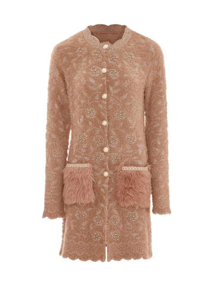Damen Strickjacke in Dunkelrosa Rosa Gold
