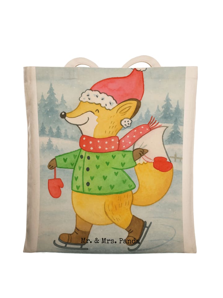 Shopper Fuchs Schlittschuhe Design ohne Spruch in Weiß
