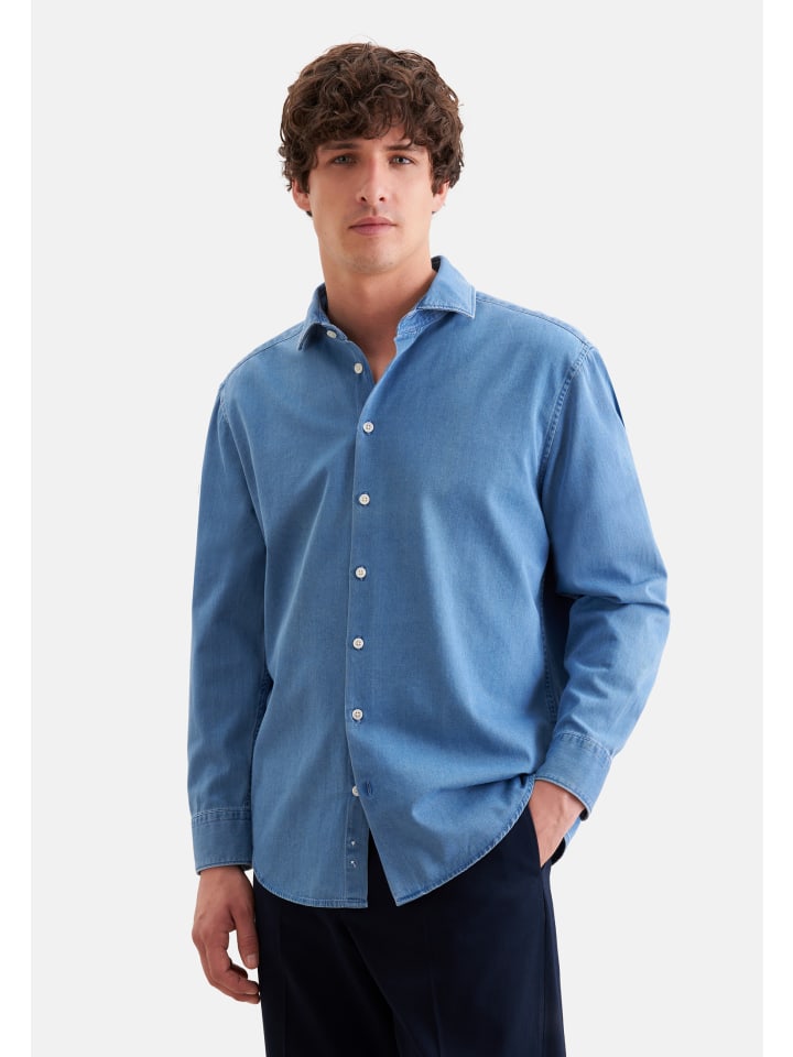 Denimhemd Regular in Mittelblau