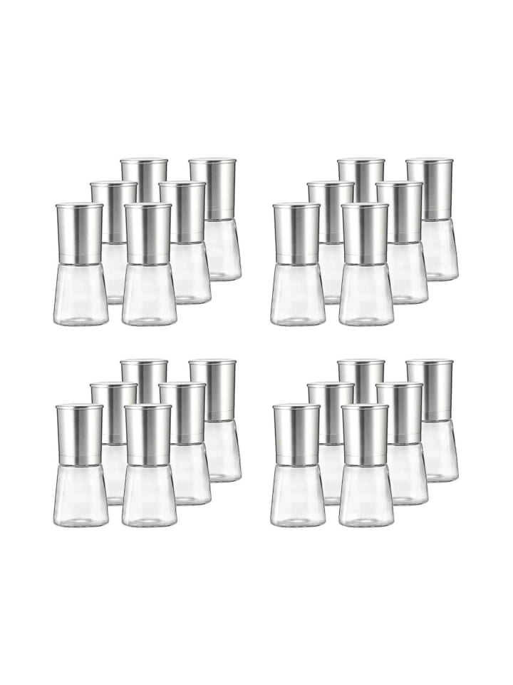24-tlg. Gewürzmühlenset Basic in Transparent-Silber