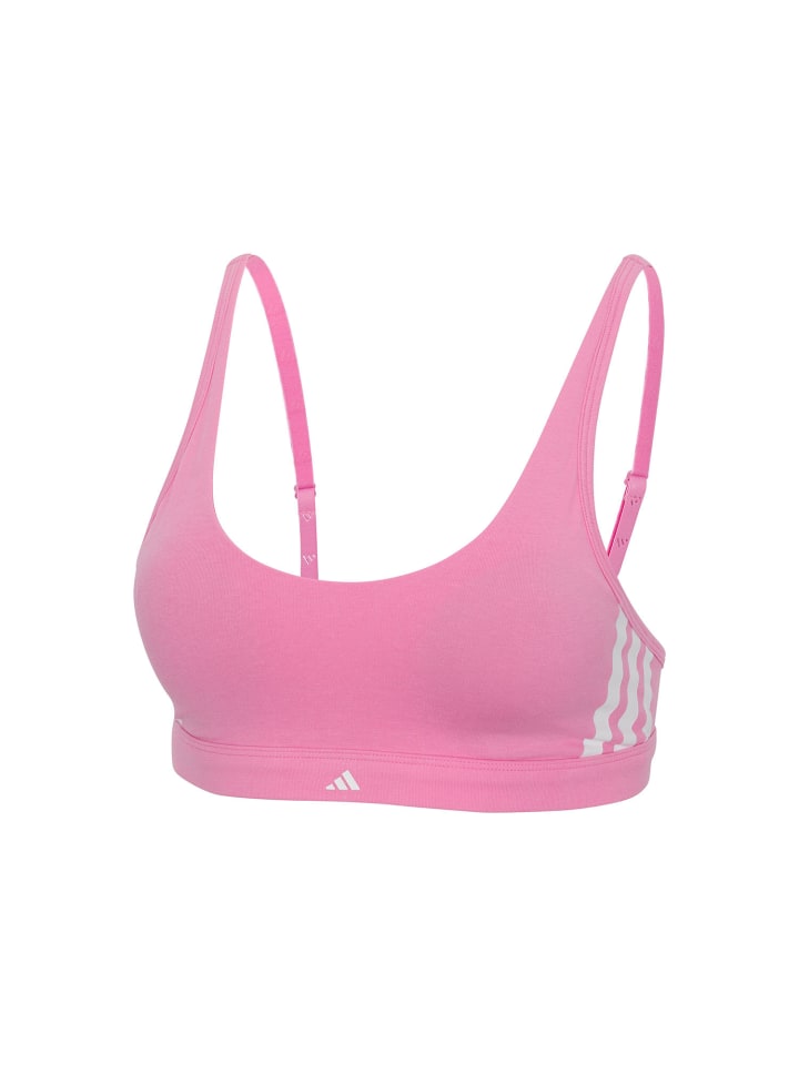 Bralette Sport Active Essentials Cotton 3 Stripes in Pink