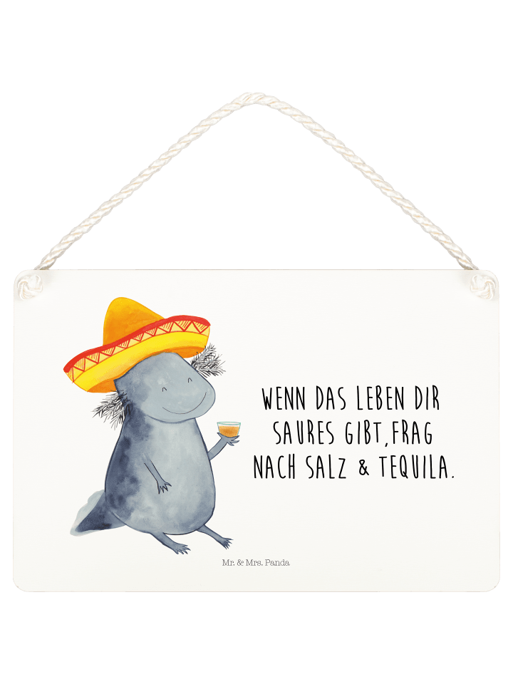 Deko Hänger Axolotl Tequila mit Spruch in Weiß