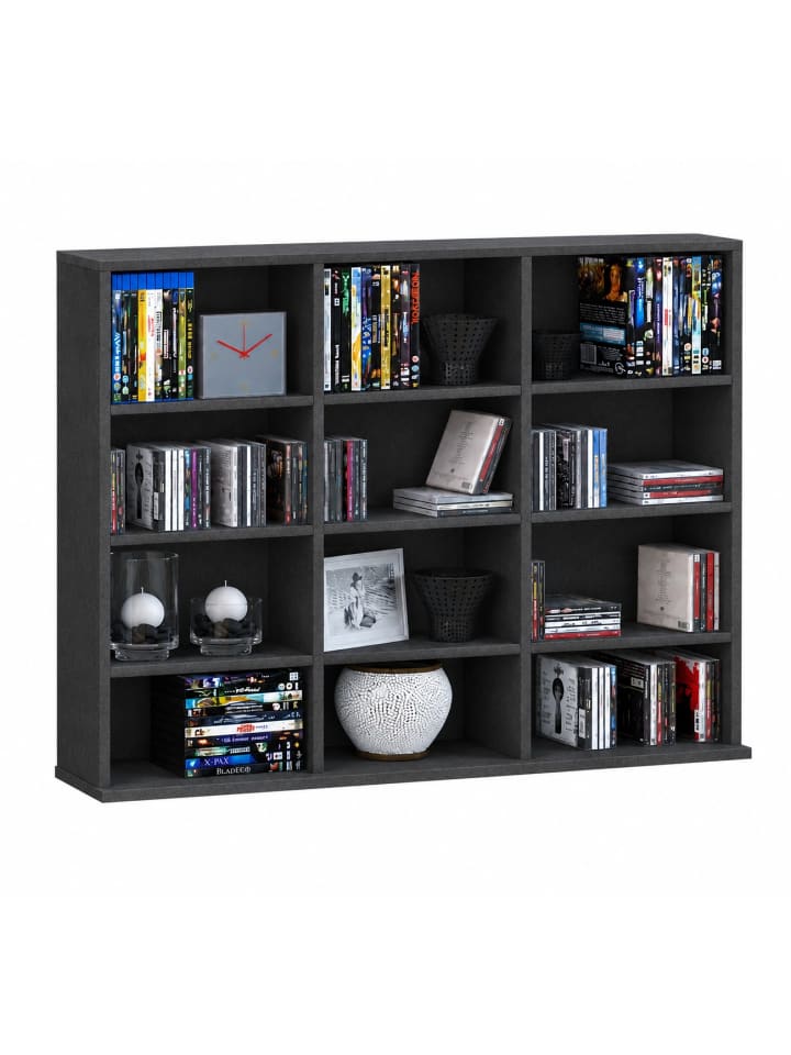 Holz CD DVD Standregal Bücherregal Regal Megosa L in Anthrazit