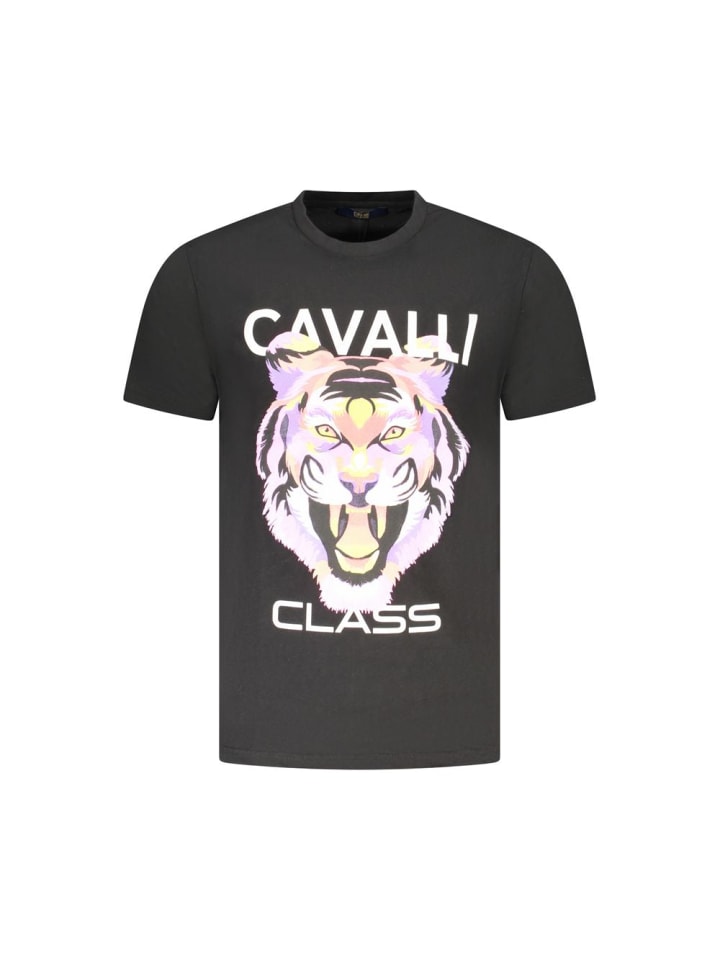 Schwarz Baumwolle Herren T-Shirt