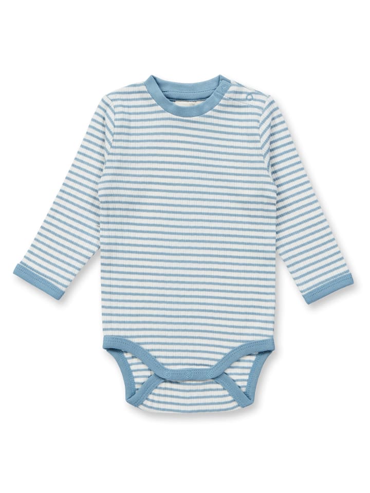 Bio Baby Bio Baby Langarmbody in hellem Denim blau-Weiß, Modell YVON