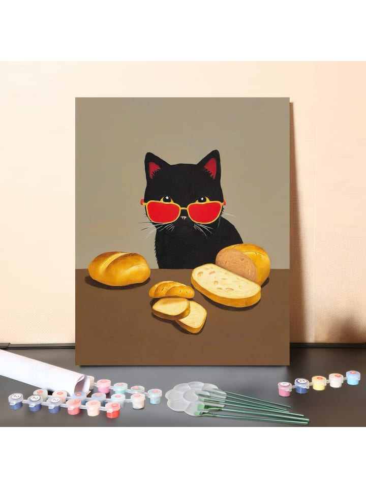DIY Malen nach Zahlen Set-"Brotkatze" 