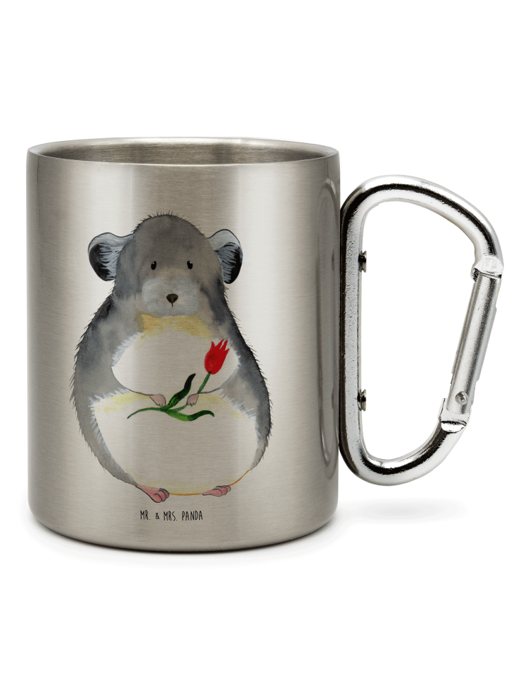 Thermotasse Chinchilla Blume ohne Spruch in Silber