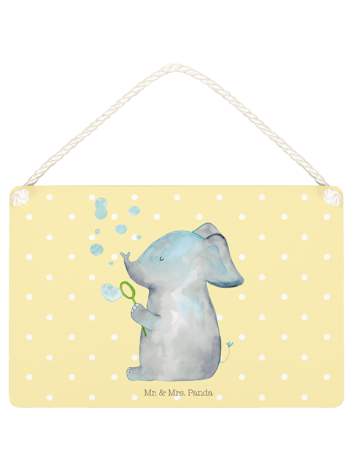 Schild Elefant Seifenblasen ohne Spruch in Gelb Pastell