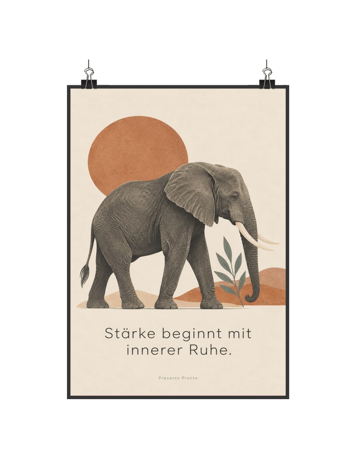 Print Elefant minimalistisch Design mit Spruch in Weiß